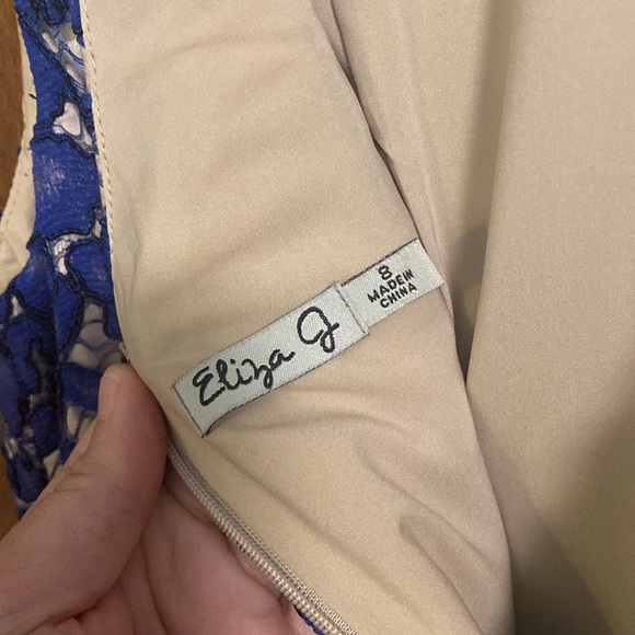 Worn once Eliza J blue lace cap sleeve fit and flare, 8 - Picture 9 of 11
